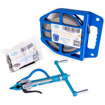 1/2" or 3/4" x 0.03" or 3/4" x 0.02" Stainless Steel 201 Banding Kit + 100 open 304 stainless steel ear-lokt buckles